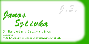 janos szlivka business card